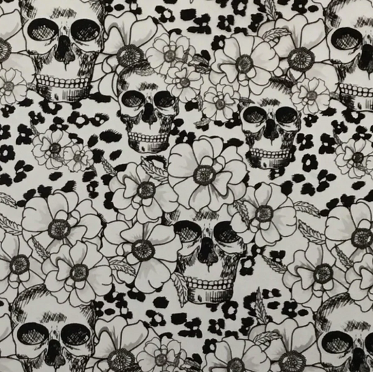 BLACK CLEAR FLOWER CHEETAH SKULLS