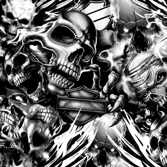 BLACK AND CLEAR GHOST RIDER BIKER SKULLS - EXCLUSIVE