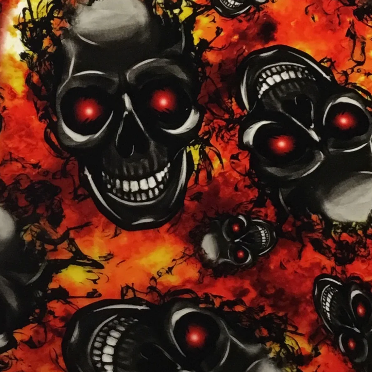 FLAMING RED EYED SKULLS