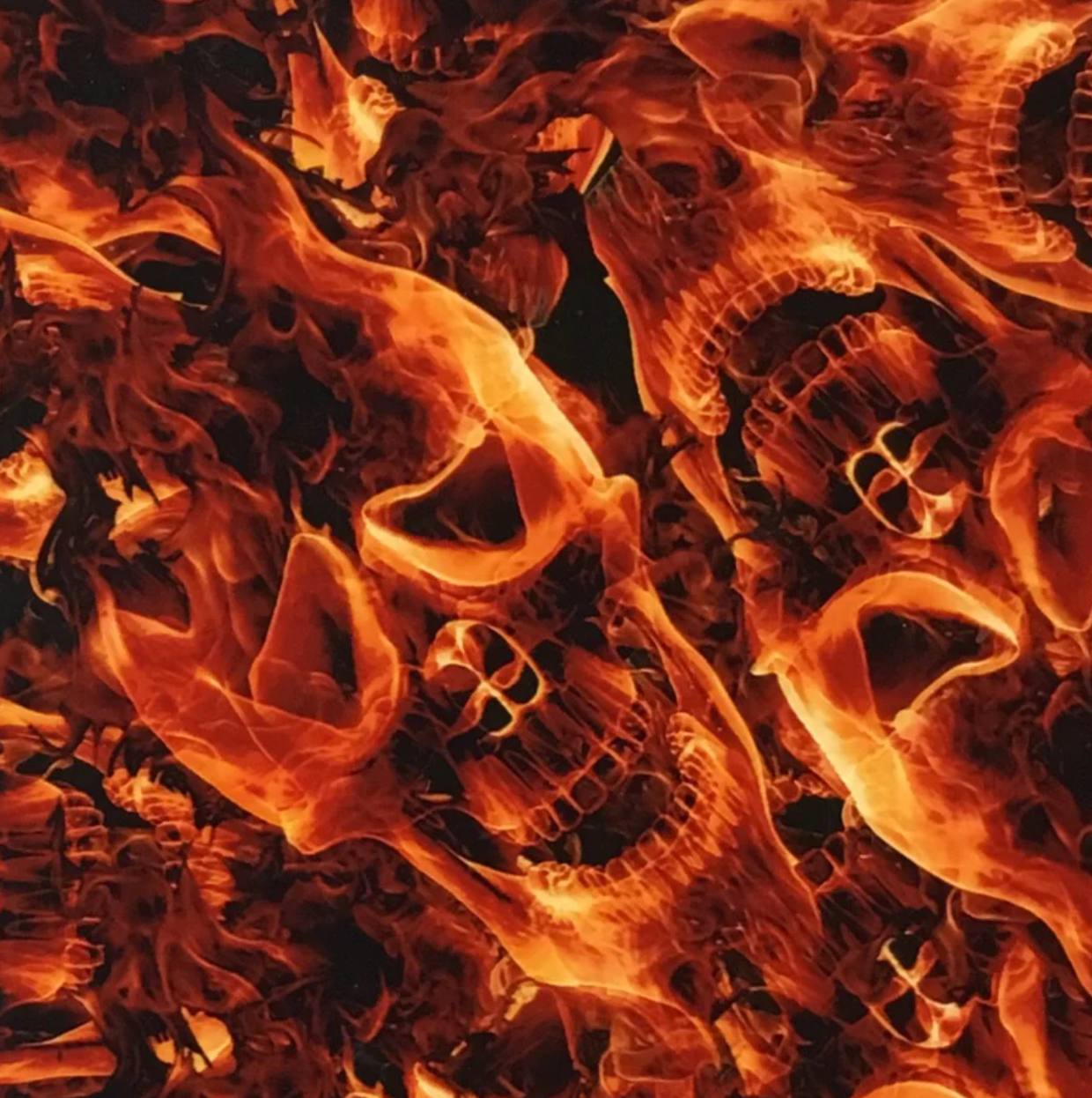 LARGE RED FLAMING SKULLS