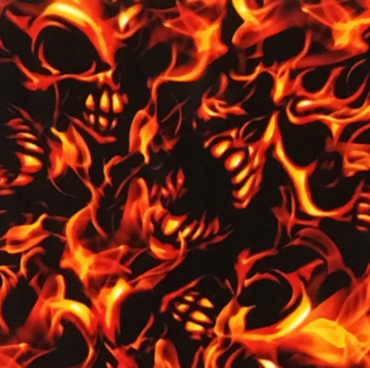 RED FIRE FLAMES WITH SKULLS