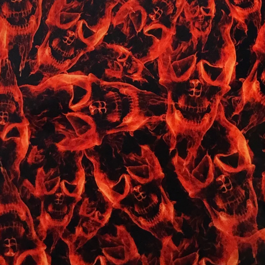RED FLAMING SKULLS WITH BLACK BACKGROUND