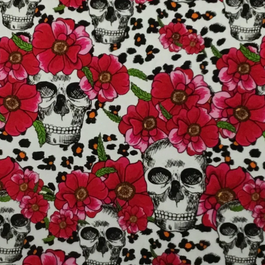RED FLOWER CHEETAH SKULLS