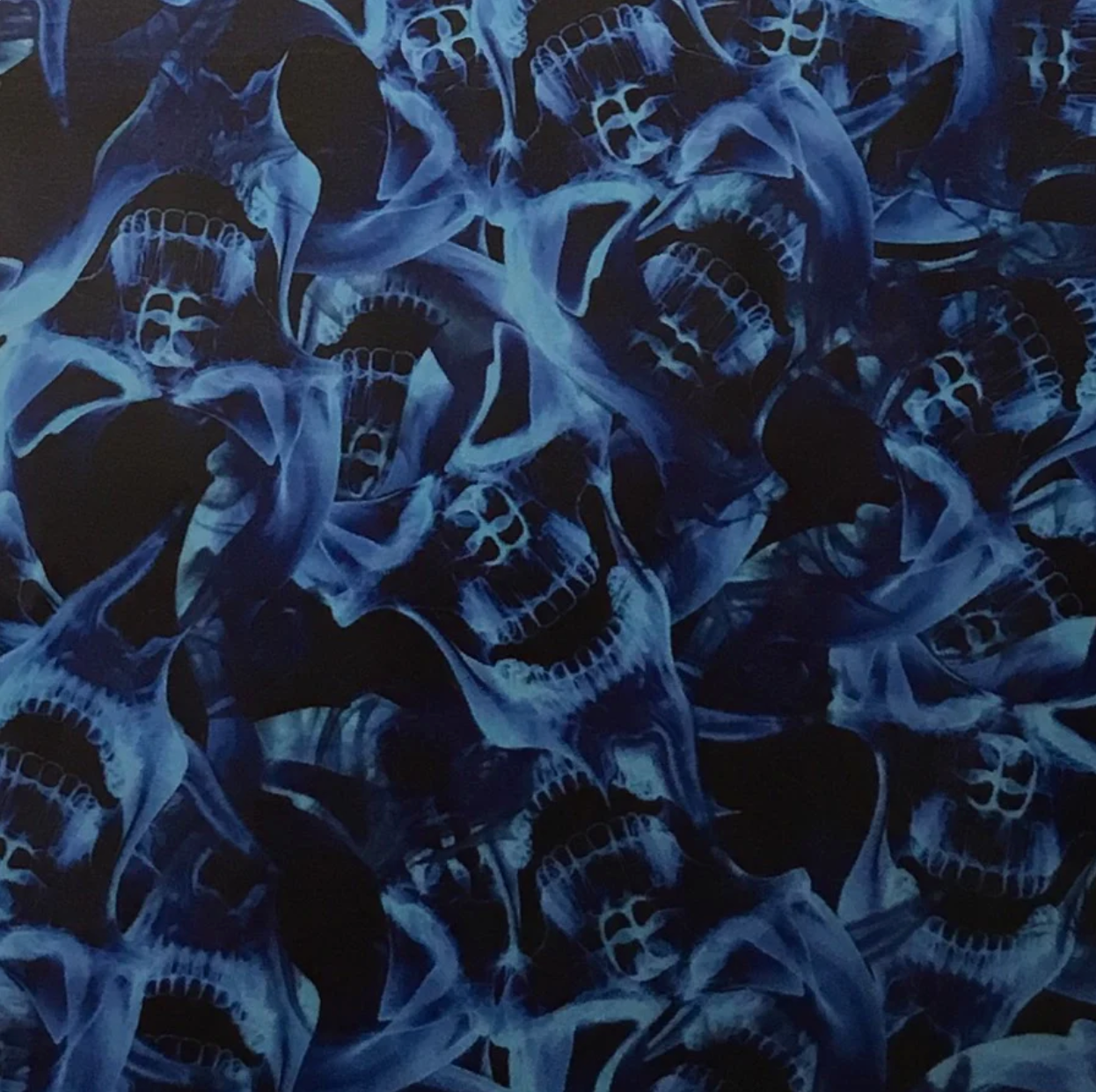 BLUE FLAMING SKULLS